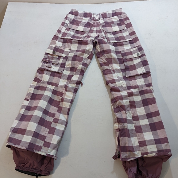 Burton Women's XS Snowboard Pants Mauve Plaid Stow Cargo Pant. - Picture 7 of 12